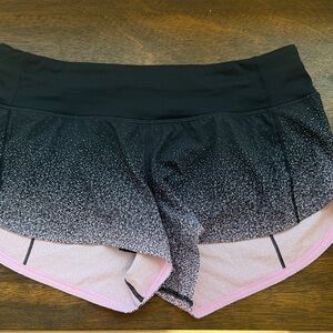 lululemon athletica Black Ombre Athletic Shorts with Pink Lining